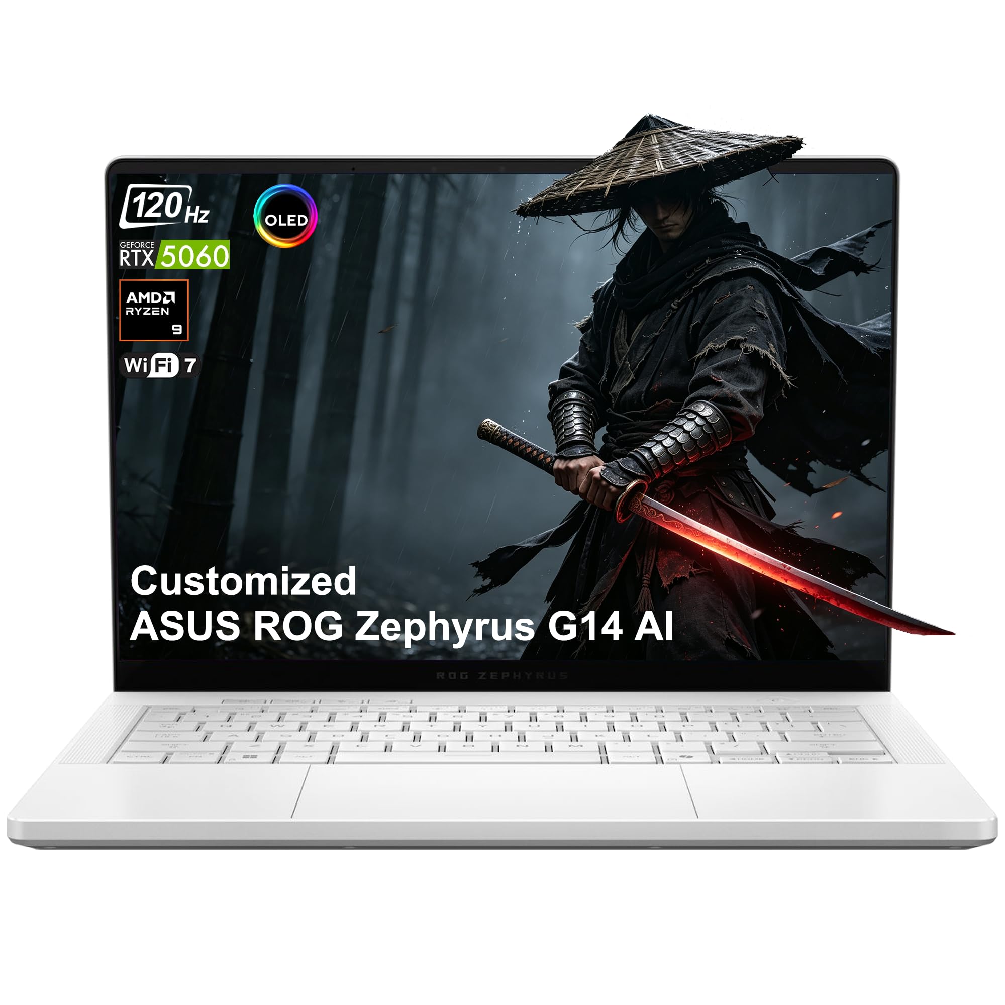 Customized Laptop Made with ASUS ROG Zephyrus G14 AI Gaming Laptop 14" 3K 120Hz OLED AMD Ryzen 9 270 16GB DDR5 512GB/1TB/2TB/4TB SSD GeForce RTX 5060 (572 AI Tops) RGB Backlit WiFi 7 Win11