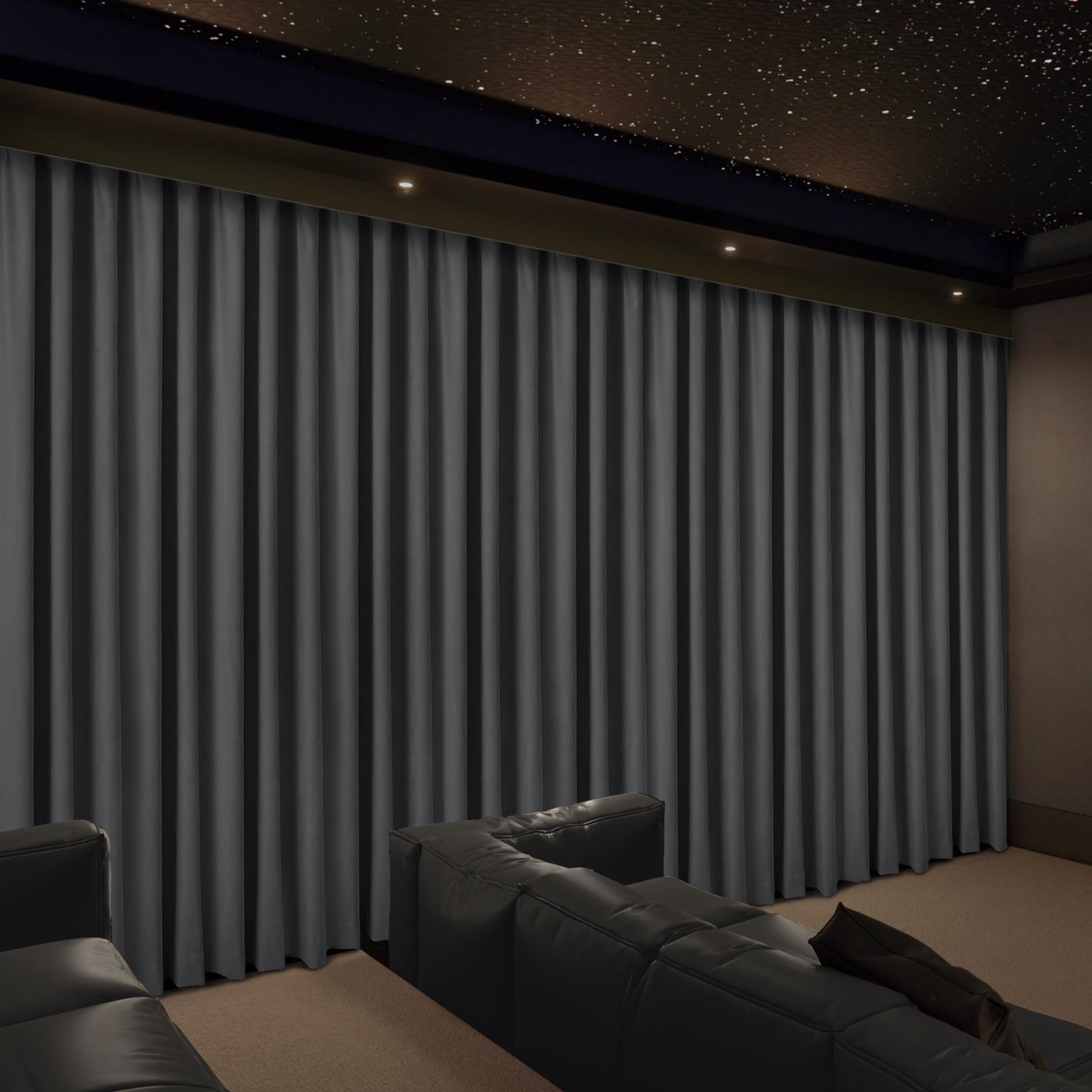 Rideaux occultants home cinéma grand format gris foncé pour isoler de la lumière