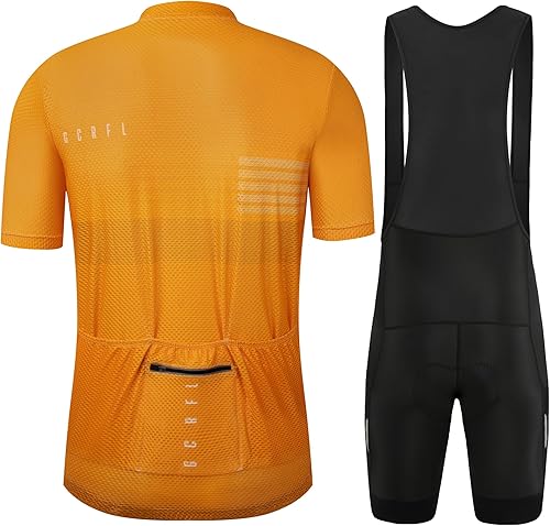 Miniatura 9 de GCRFL Conjunto de camiseta de ciclismo para hombre ligera con bolsillos acolchados