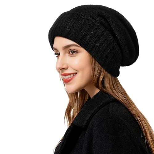 Satin Lined Slouchy Beanie Women-Winter Hats for Women Silk Lined