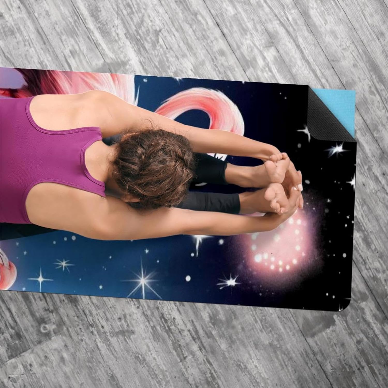 Yoga Towel, Galaxy Flamingo Pattern Non Slip Sweat Absorbent Hot Yoga Mat Towel for Hot Yoga, Pilates and Fitness - 72.8" x 26.8"