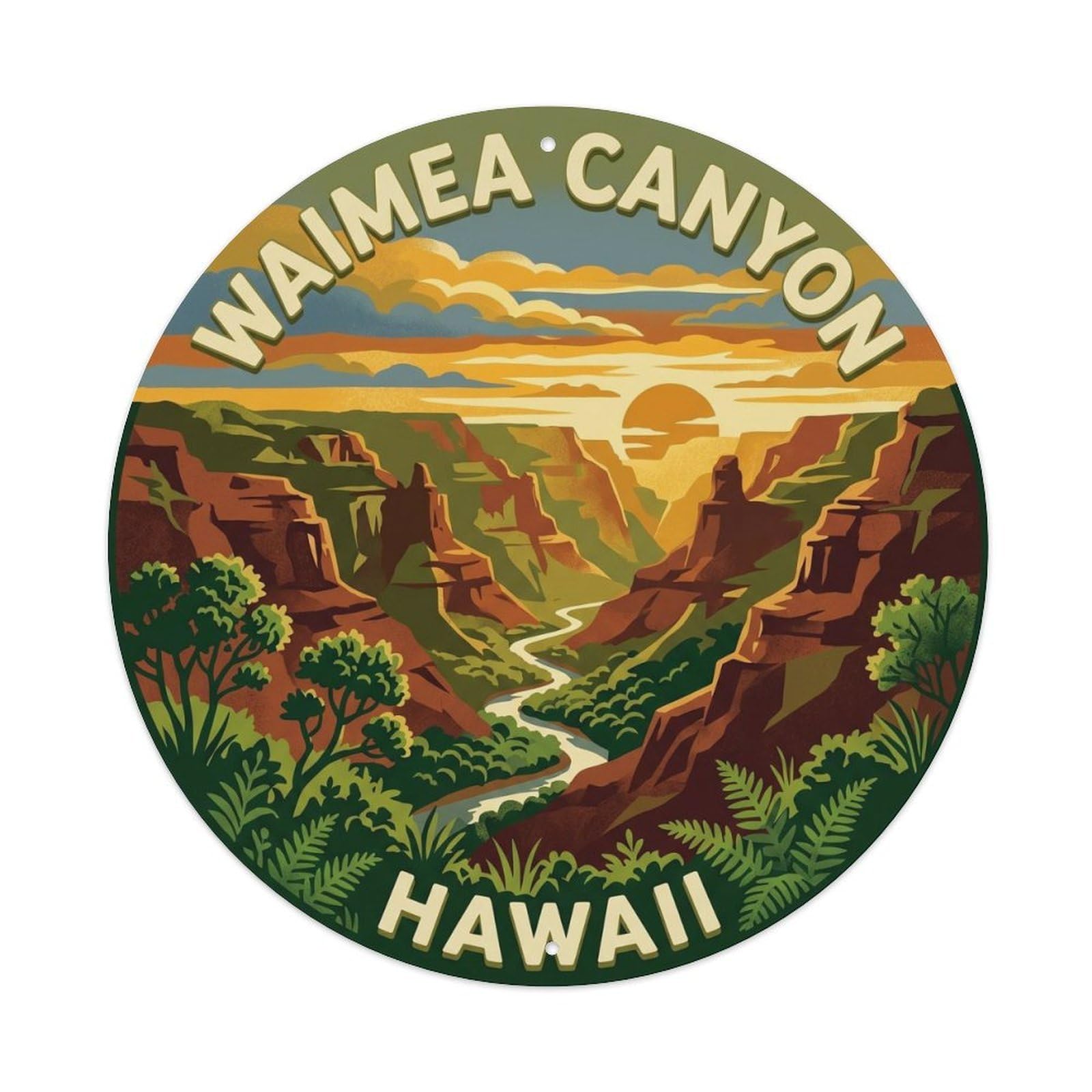 Canyon Travel Waimea Hawaii Scenic Valley Metal Tin Sign
