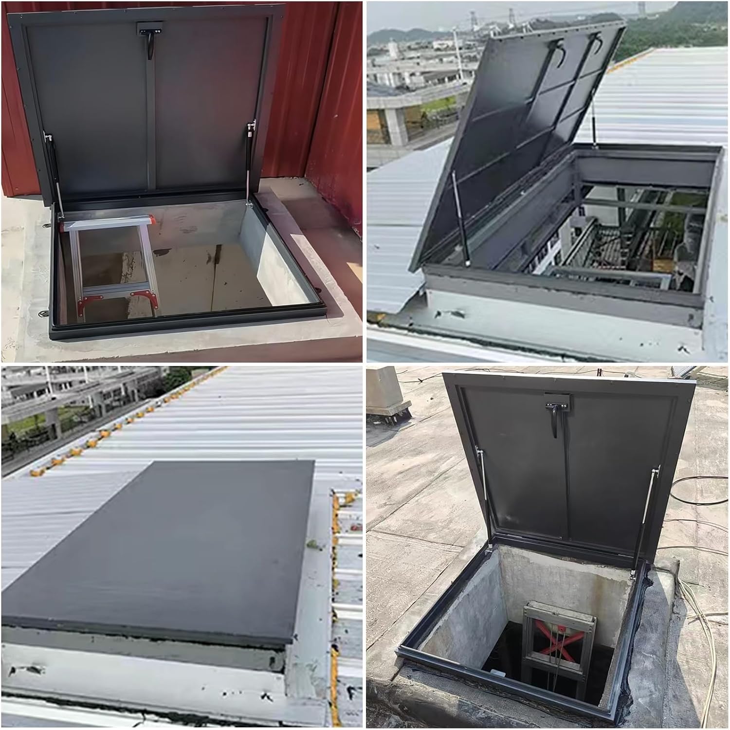 Roof Hatch 55 65 75 85 95cm Custom Rooftop Skylight Manhole Cover, Lockable Vent Escape Hatch Security Door, Commercial Roof Rainproof Cap Board(75x75cm (29.5x29.5))