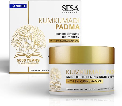 SESA 8% Kumkumadi Padma Night Cream 50g I Skin Brightening, Helps Reduce fine lines & wrinkles I Promotes Skin Rejuvenation & Skin Repair I Anti…