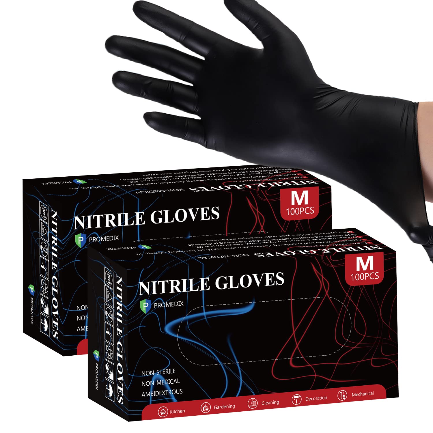 PROMEDIX P Nitrilhandschuhe, latexfrei, Einweghandschuhe für Haushalt, lebensmittelecht, 200 Stück