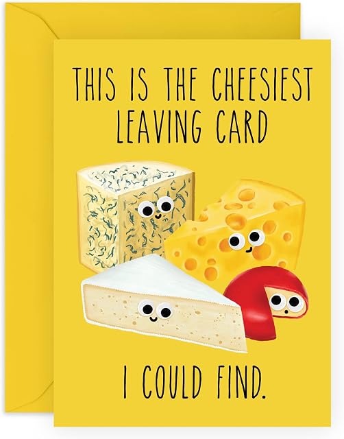 Leaving Cards For Colleagues - 'Cheesiest Leaving Card' - Sweet Leaving Gifts For Men And Women - For Boss Coworker Neighbours Friends Roommate - Comes With Fun Stickers - Made In UK By Central 23