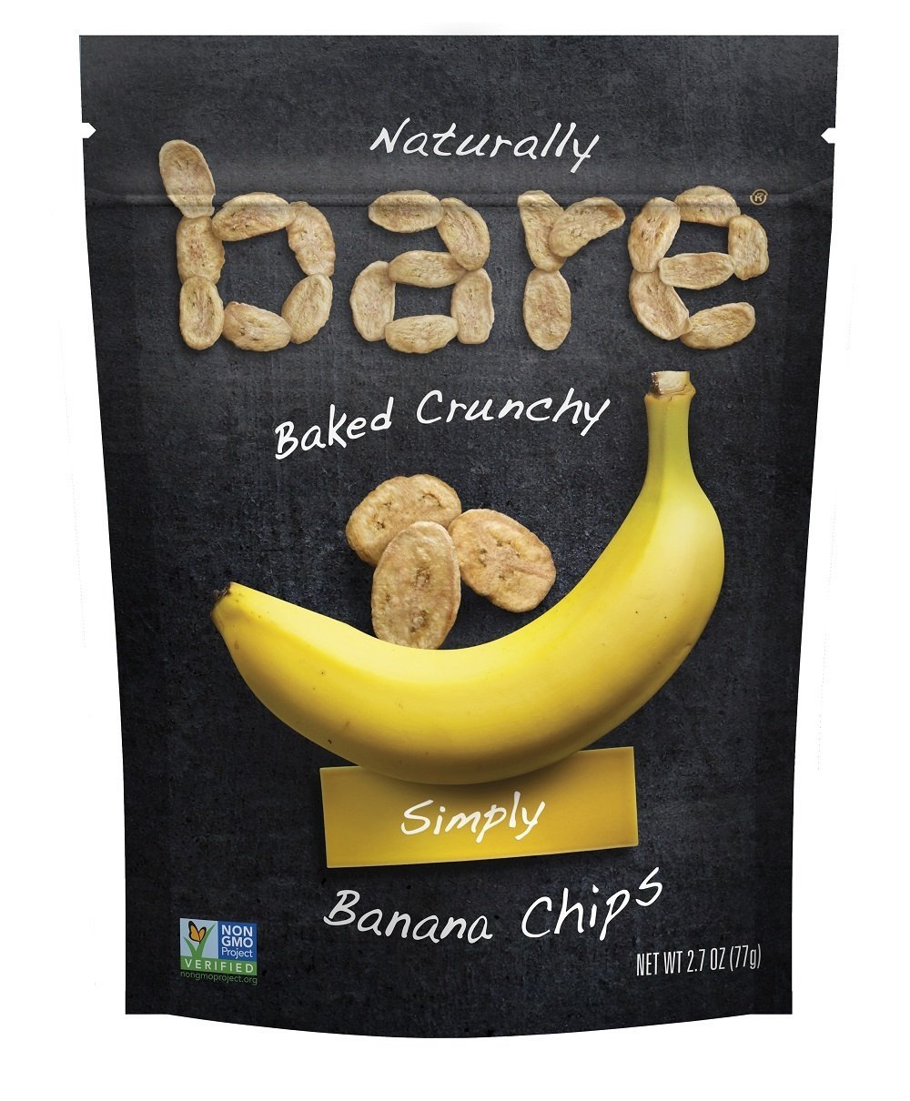 Bare Baked Crunchy Banana Chips, Simply, Gluten Free, 2.7 Ounce Bag, 6 Count