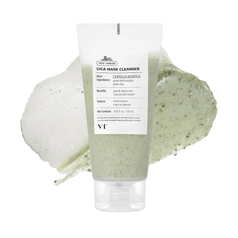 VT COSMETICS Limpador facial 2 em 1 com máscara de argila, 120 mL