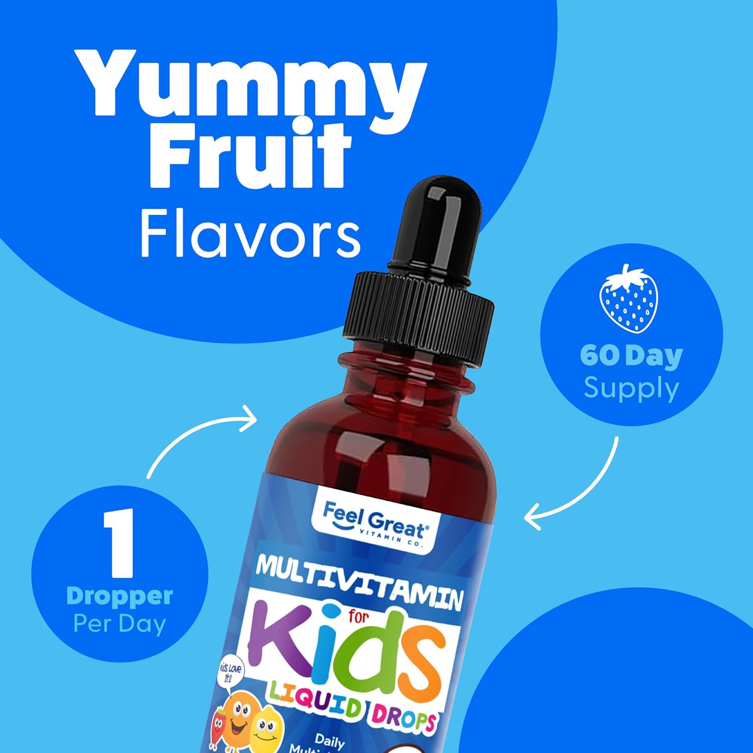 Feel Great Vitamins Organic Multivitamin Liquid Drops for Toddlers & Kids | Daily Essential Nutrients for Healthy Growth | No Iron, Sugar-Free | USDA Organic, Vegan, Non-GMO, Gluten-Free | 2 Fl Oz - Image 3