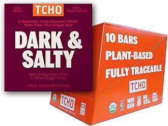 TCHO Dark & Salty 81% Dark Chocolate Bars (10 pack) - Single Origin, Plant Based, Organic & Fair Trade - Non GMO, Non-Dairy, Vegan, Soy Free (2.5oz each)