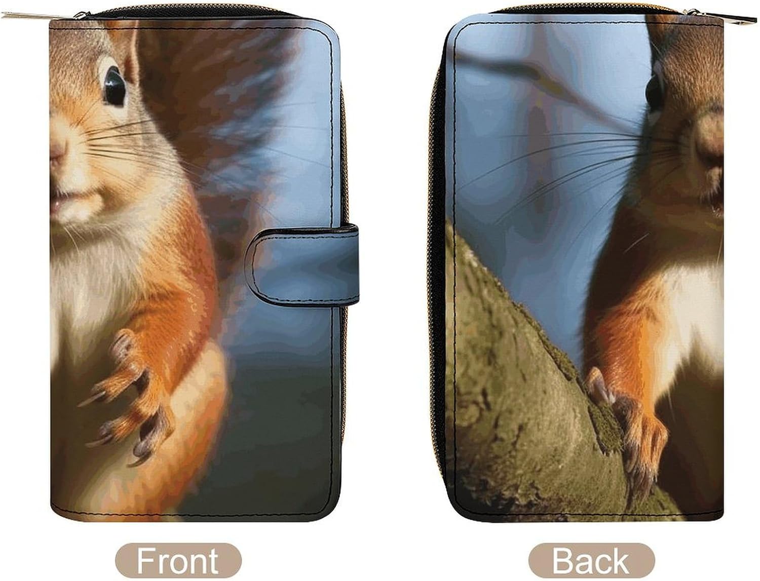 Fashionable Large-capacity Squirrel Funny Animal Printed Leather Multifunctional Wallet for Men And Women, Multi-card Slot Business Casual Wallet