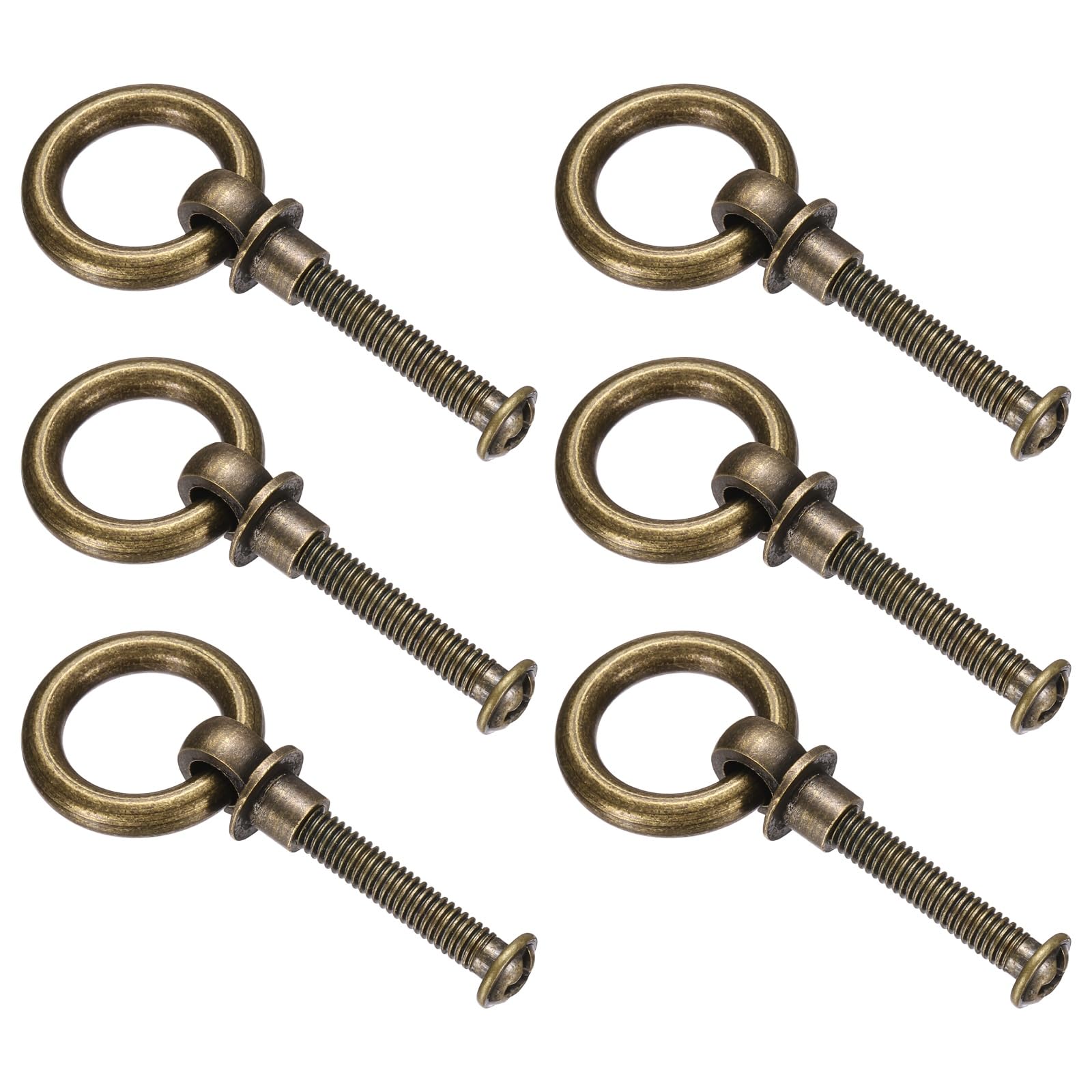 sourcing map 6Pcs 0.79 Inch Brass Drawer Pulls and Knobs Cupboard Cabinet Drawer Rings Pulls Knob with Screws for Dresser Cabinet Closet Cupboard, Bronze