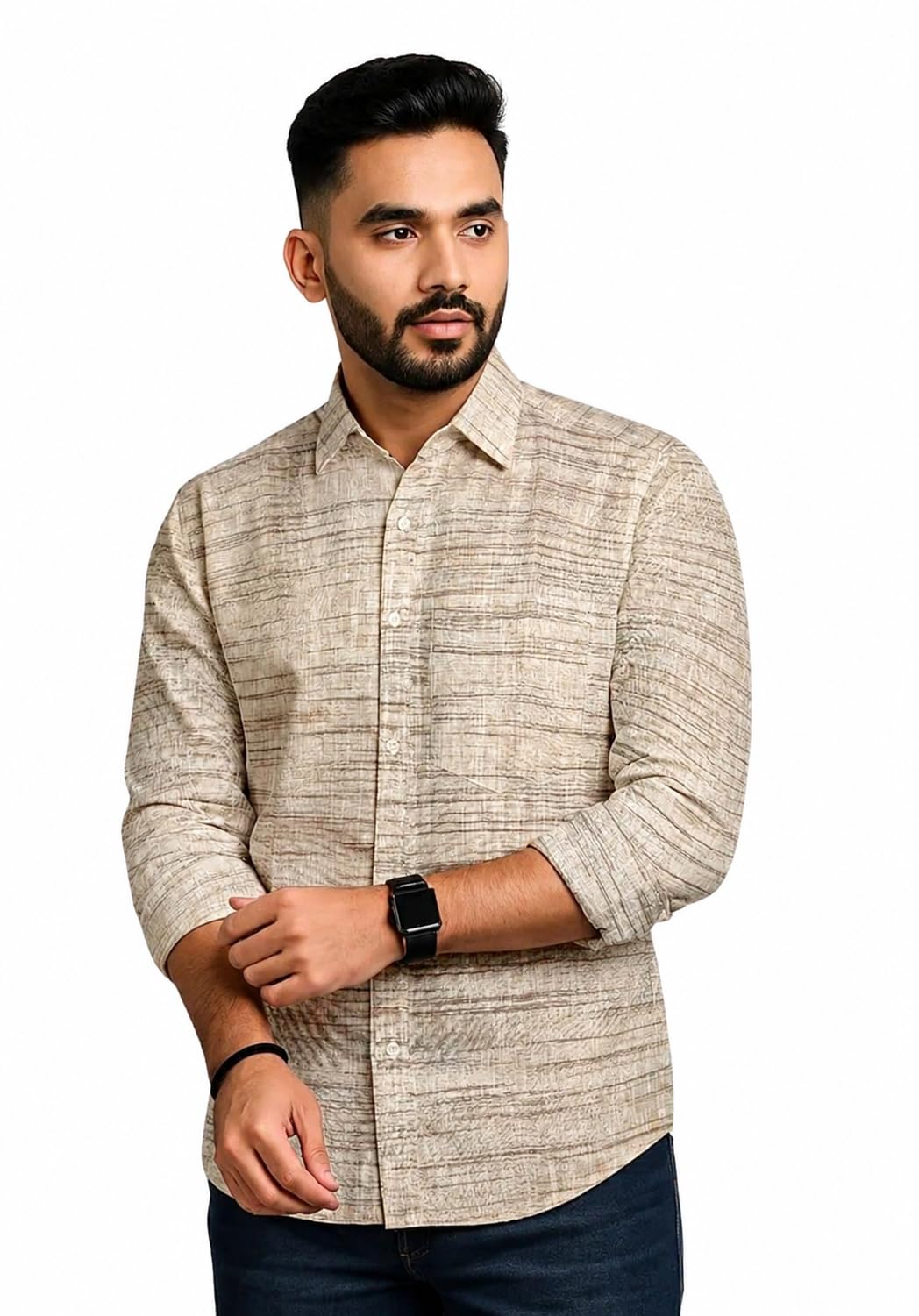 Men’s Pure Khaadi Cotton Regular Fit Full Sleeves Striped Casual Shirt | Handloom Shirt for Office & Casual Wear-picture-17