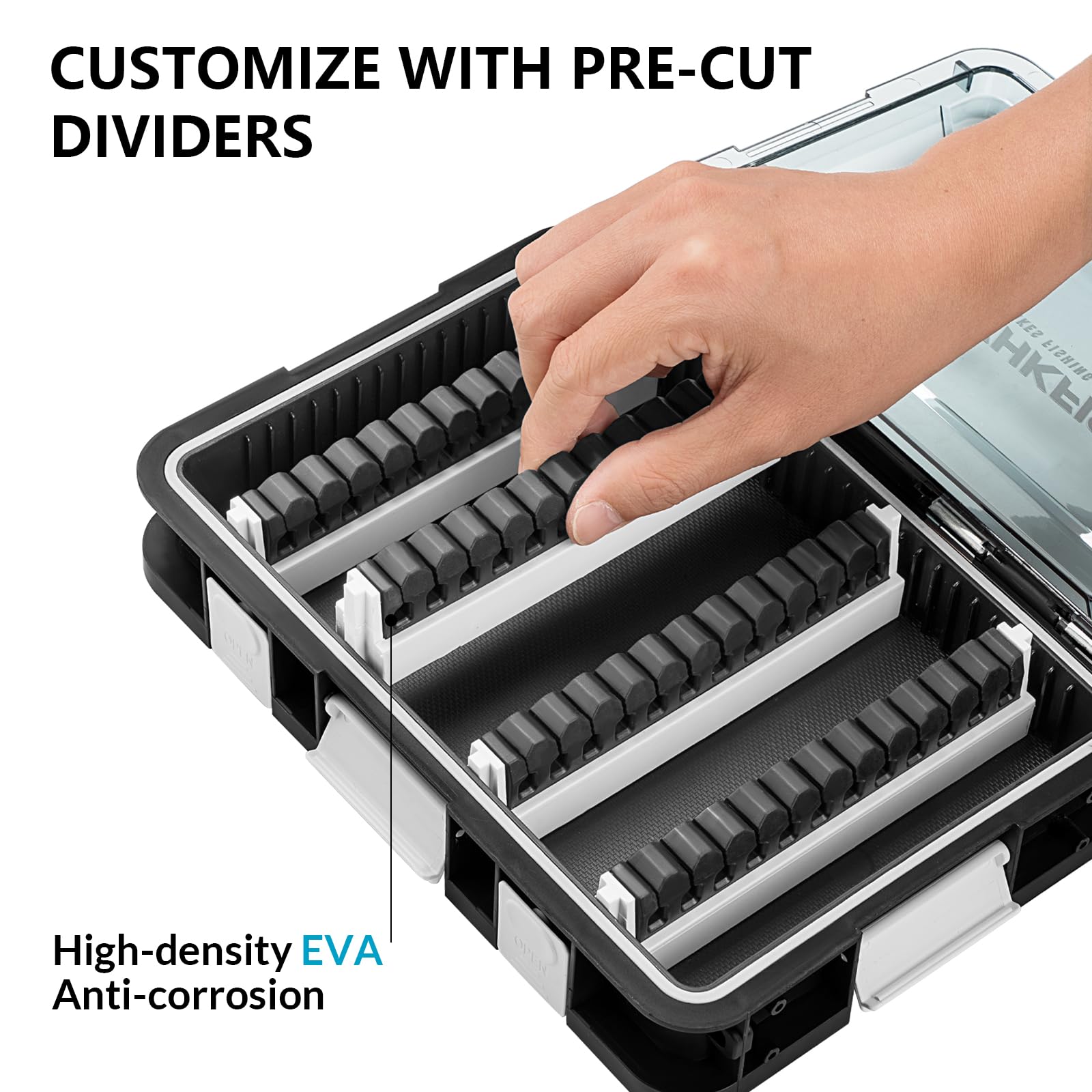 Caja de cebo para pesca, 2 cajas de pesca de 23 x 16 x 5 cm, caja de aparejos de pesca con separadores extraíbles, cajas de pesca para señuelos de pesca Hardbaits Swimbait (plástico verde)