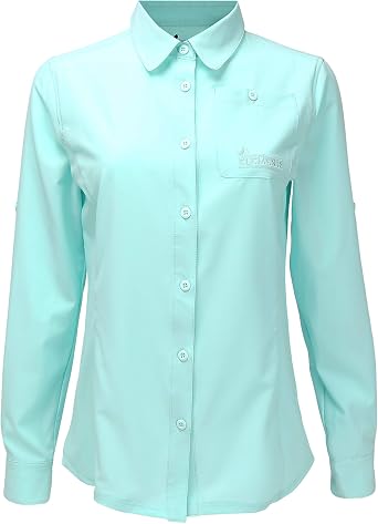 Women's UPF 50 Long Sleeve Button Down Quick Dry Sun Protection Outdoor Hiking Travel Shirt