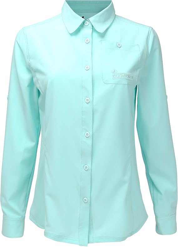 Women's UPF 50 Long Sleeve Button Down Quick Dry Sun Protection Outdoor Hiking Travel Shirt