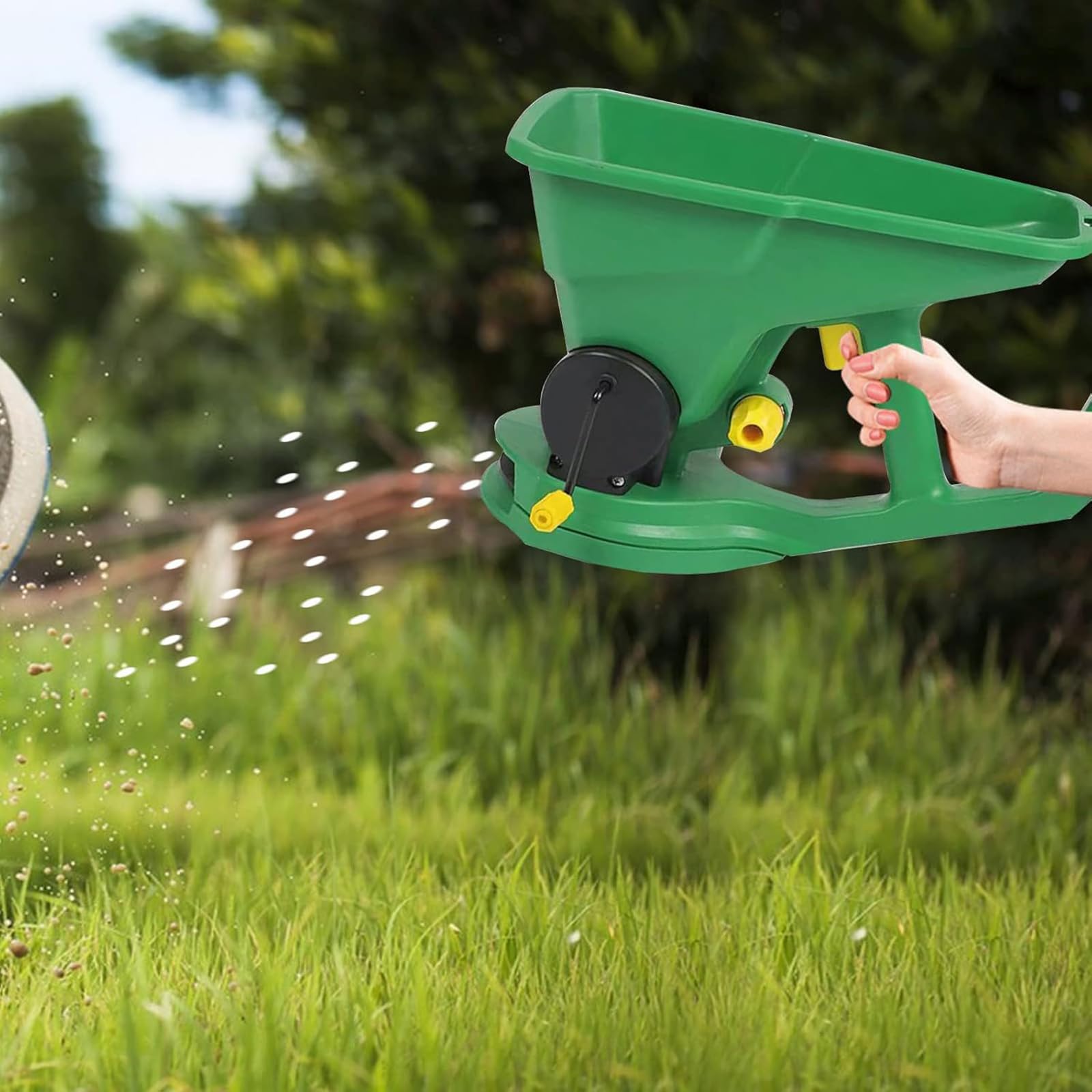 Przenośna rozsiewacz nasion, ręczna skrzynka na kwiaty, dyfuzyjna, rozsiewacz nawozów 1,5 l, regulowana korba, do ogrodów, trawników, małych gospodarstw, ręczna skrzynka na sadzonki