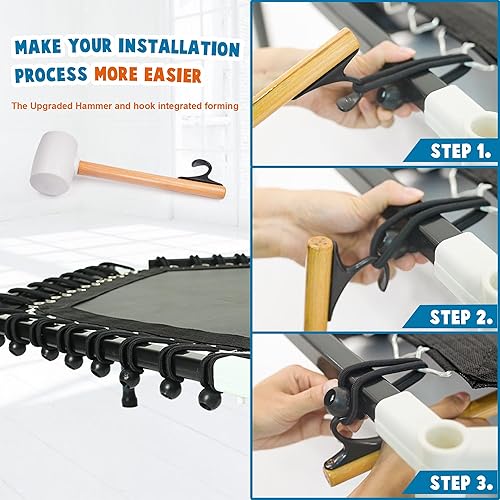 Miniatura 8 de Infant Master Trampolín para niños, mini trampolín con red de seguridad, marco resistente con alta elasticidad, diseño de triple cremallera,