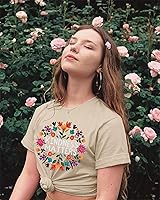 Vista 5 de Camisas para maestras para mujer, camisa "Be Kind", camisas de amabilidad, camiseta de salud mental con gráfico floral boho, tops inspiradores