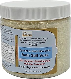 BIBLEnBeautyoils Bath Salt, Salt Soak with Jasmine, Frankincense, Hyssop and Lavender, Epsom Salt Bath Soak for Relaxation, Detoxification, Dead Sea Salt, Lavender Epsom Salt for Bath