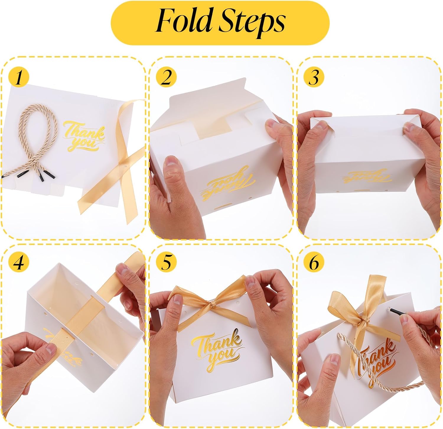 Meyeyaia 50 Pack Small Thank You Gift Bags with Handles 5.5'' x 2.4'' x 4.7'' Mini White Gift Bags with Bow Ribbon Small Favor Bag Bulk for Wedding Birthday Holiday Party Business Favors - Image 4