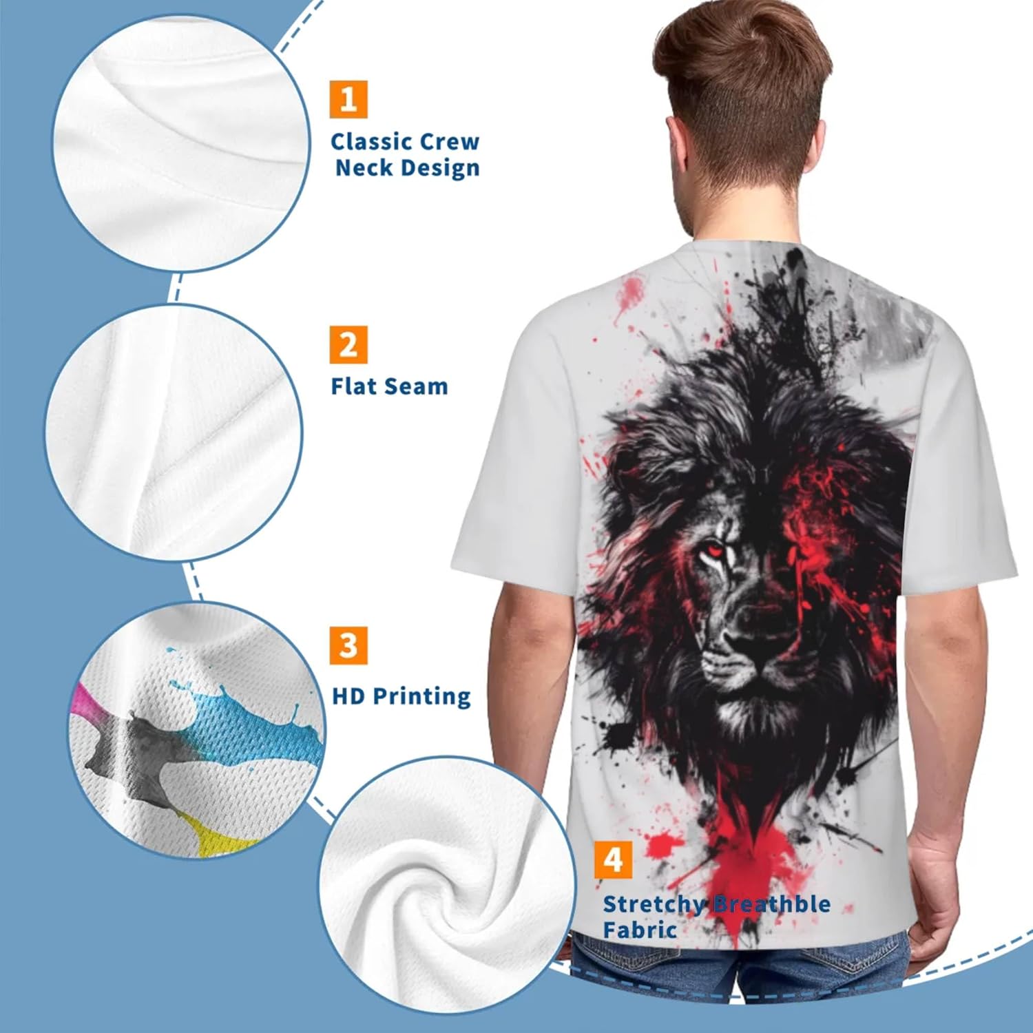 3D Pattern Print T-Shirt Design Breathable Lightweight Flexible Stylish Easy to Clean Daily Wear Fashion Tee - Image 2