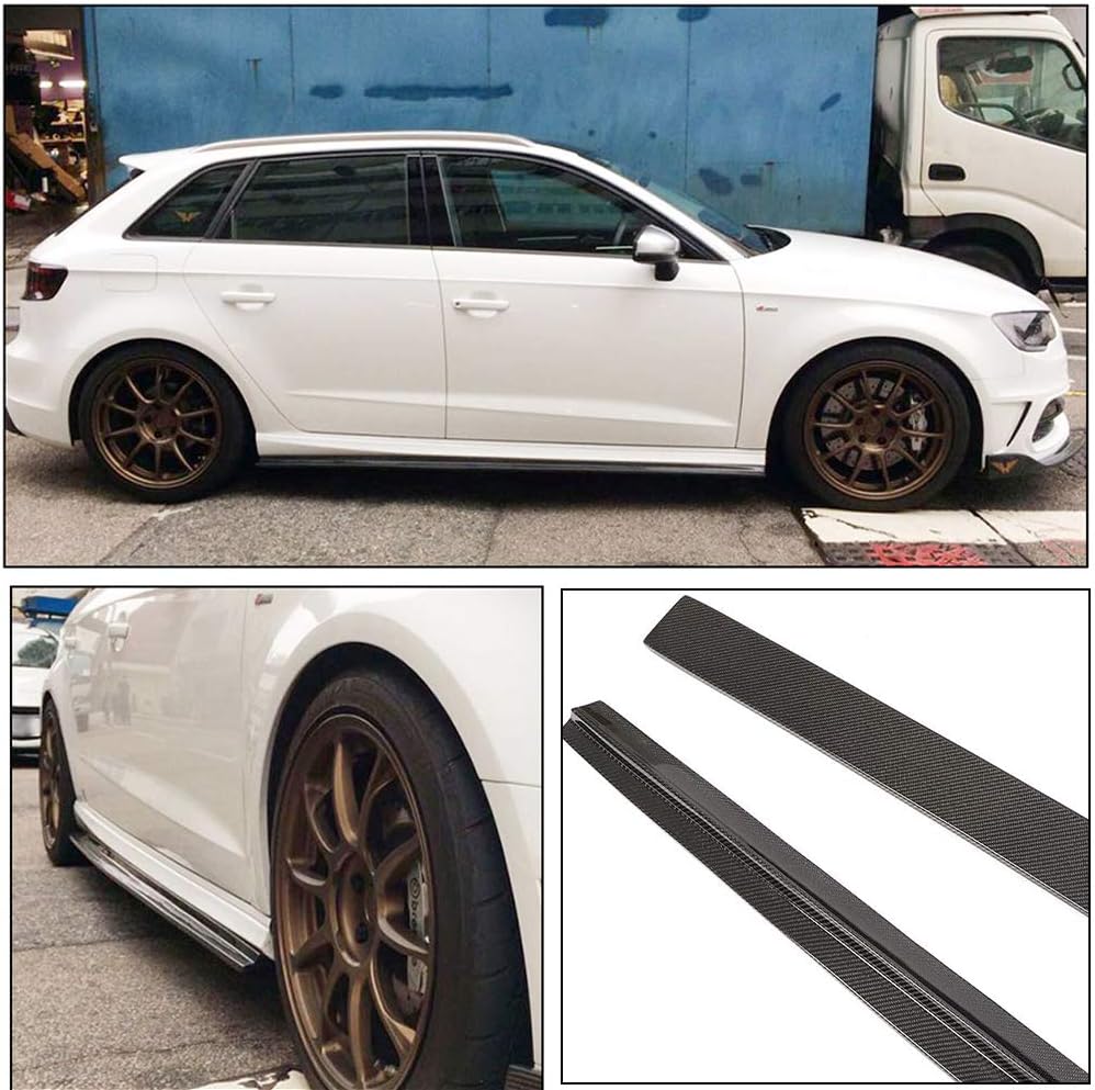 Side Skirts fits for Audi A3 S Line Hatchback 2014-2015 Factory Outlet Carbon Fiber CF Under Door Rocker Panels Valance Extension Lip