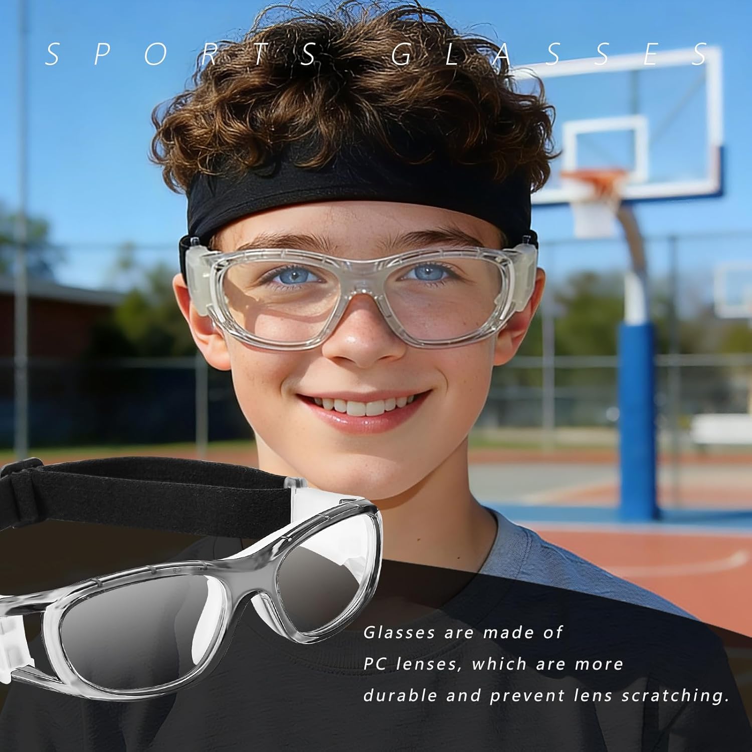 Kids Sport Safety Goggles,Sports Protective Eyewear,Boy Basketball Football Goggles Replaceable Prescription Lenses