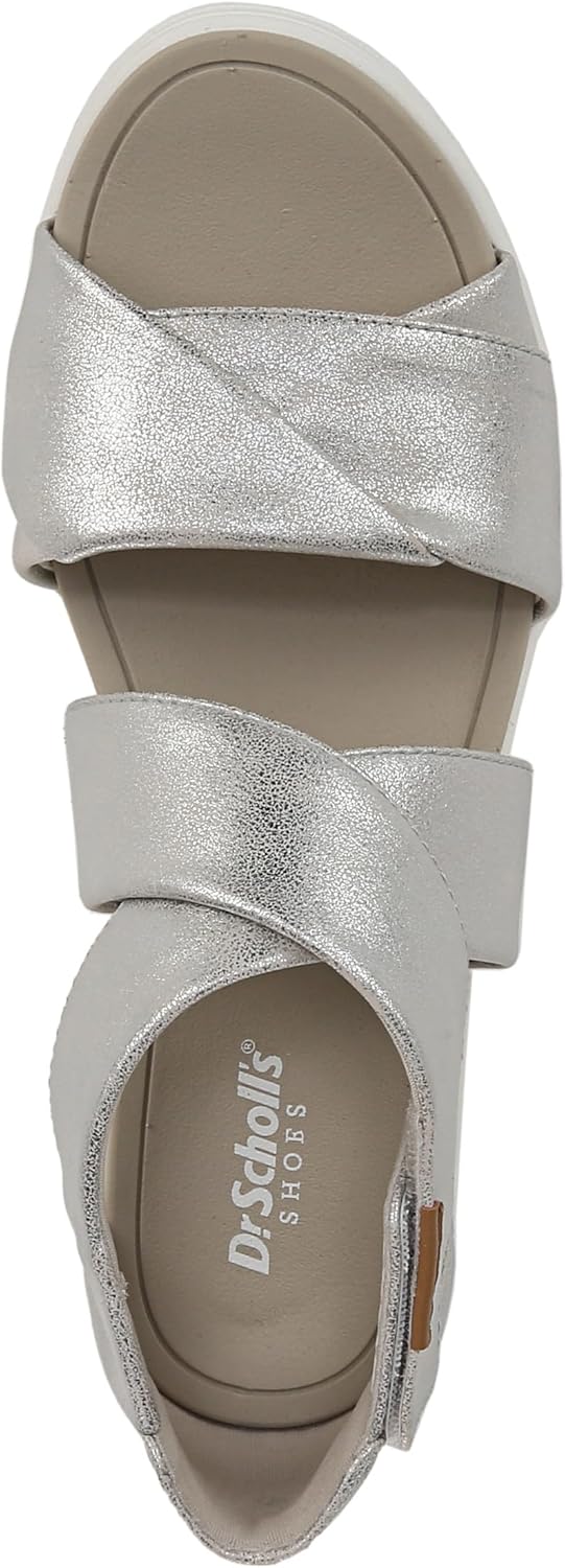 Dr. Scholl's Womens Time Off Fun Sandal Silver Smooth 10 M