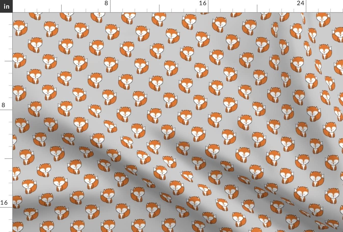 Spoonflower Fabric - Fox Small Scale Orange Grey Woodland Cute Boy Printed on Upholstery Velvet Fabric Fat Quarter - Upholstery Home Decor Bottomweight Apparel