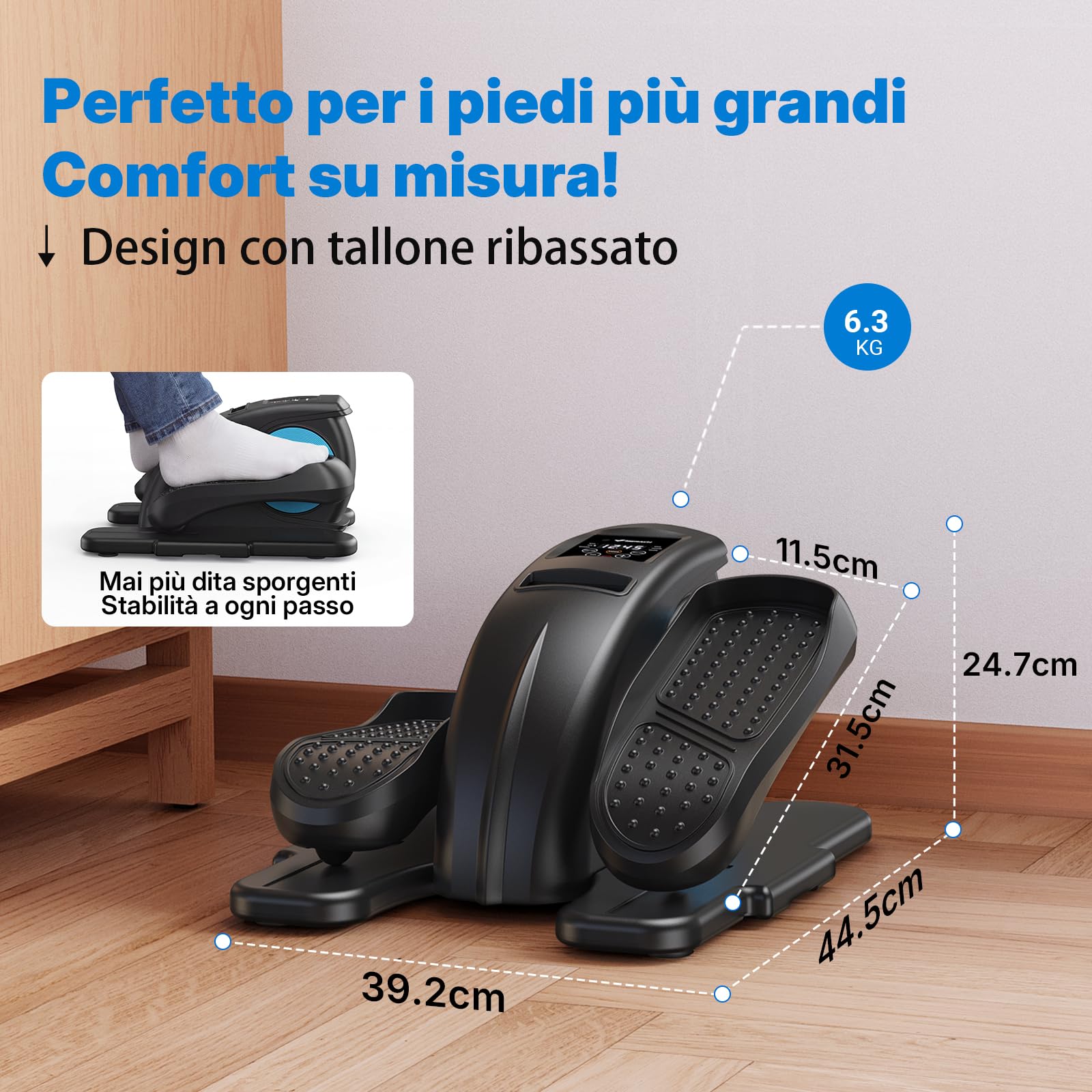 MERACH Ellittica Elettrico, Mini Ellittico Sotto Scrivania per Casa con Telecomando, Display, Silenzioso e Portatile, Trainer Ellittico per Anziani e Adulti, Ideale per Casa e Ufficio