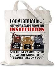 Funny Canvas Tote Bag, Womens Tote Bag Leaving Presents for Colleagues, Funny Leaving Gifts for Colleagues Women, Reusable Grocery Canvas Bag Retirement Gifts Congratulations on Your New Job