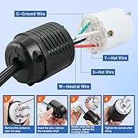 Vista 4 de Nilight 30Amp L14-30P L14-30R macho hembra de bloqueo de enchufe y conector generador de enchufe de bloqueo giratorio Adaptador de enchufes