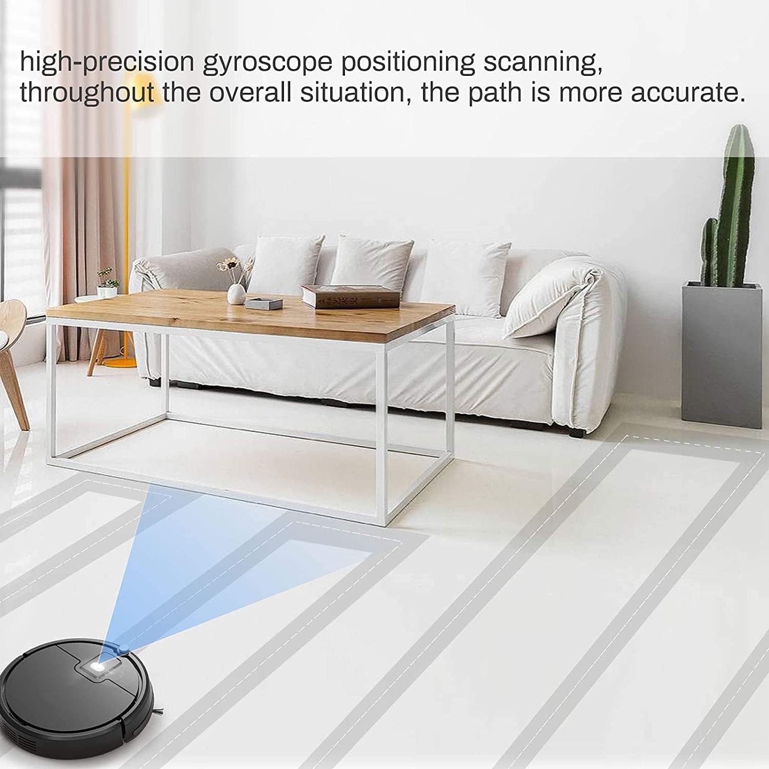 KERTER Robot Vacuum Cleaner, 1200Pa Strong Suction Smart Robot Vacuum, High-Speed Response, Remote Control Intelligent Sweeping Robot with Boundary Strip, Pet Hair Care, Anti Drop&Collision Sensors -