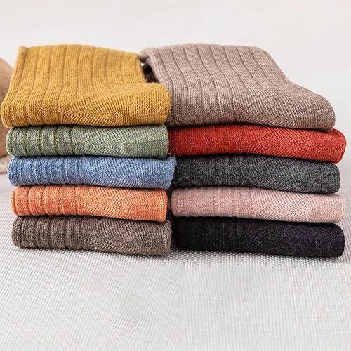 Miniatura 6 de 10 pares de calcetines a rayas para todas las estaciones, atléticos, retro, lindos calcetines para mujeres y niñas, Rayas bicolor