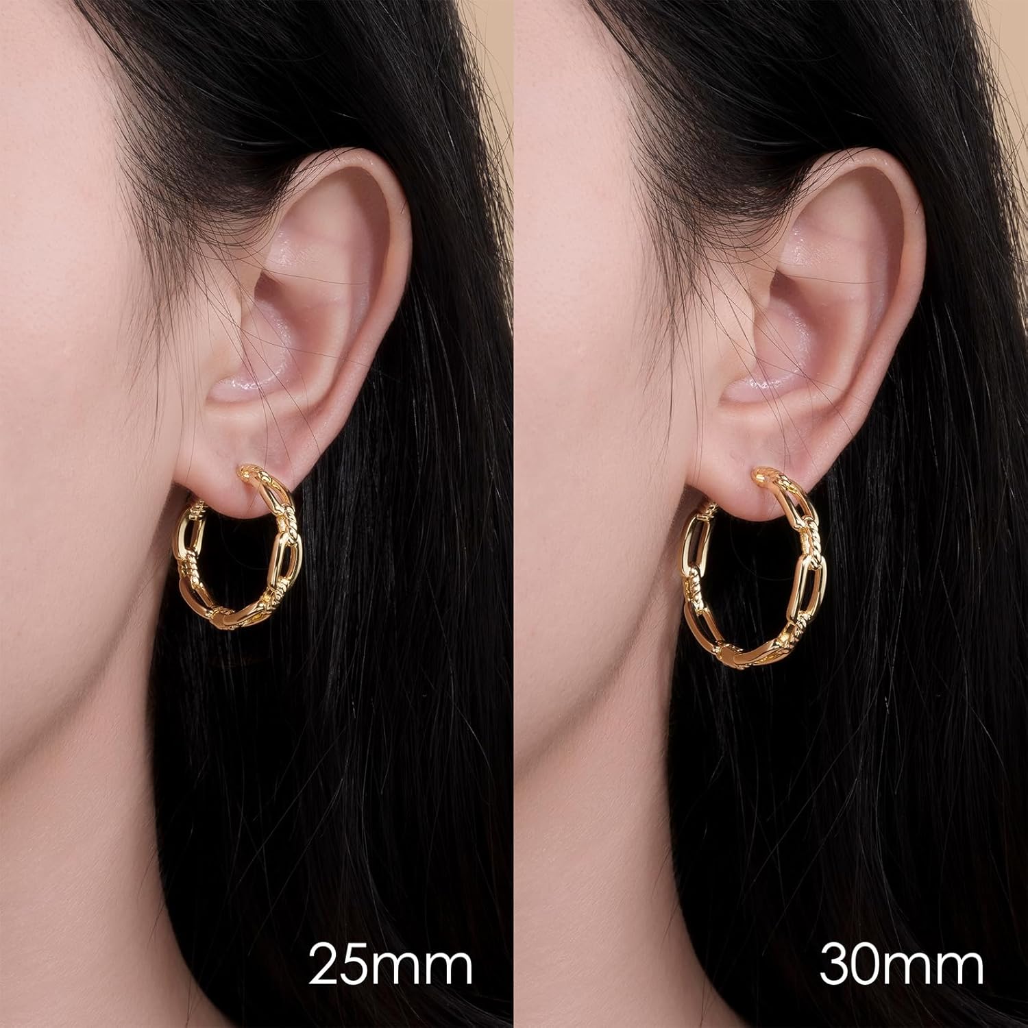 14K Gold Hoop Earrings for Women Lightweight Hypoallergenic Gold Hoops Simple Classic Everyday Wear 25mm/30mm Gold Earrings Fashion Jewelry Gift - Image 3