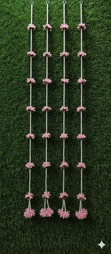 Artificial Flower Pearl String Toran Garland for Diwali, Pooja Room, Home Decoration, Wedding Backdrop, Door Hanging, Pink...