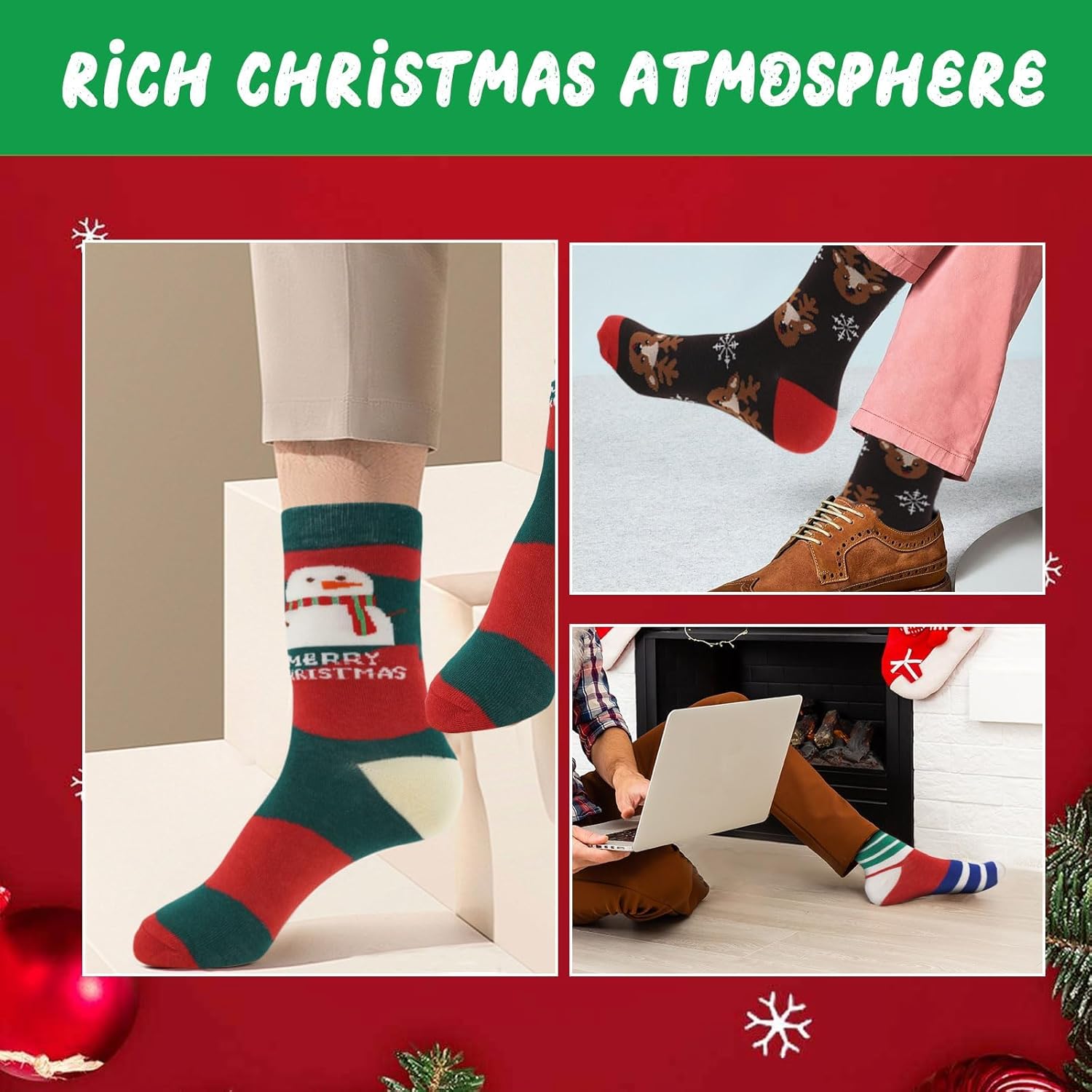 ANOTION 12 Days of Christmas Socks Advent Calendar for Men – Advent Calendar 2025 Festive Holiday Countdown with 12 Pairs of Fun and Colorful Christmas-Themed Socks White Elephant Gift for Men