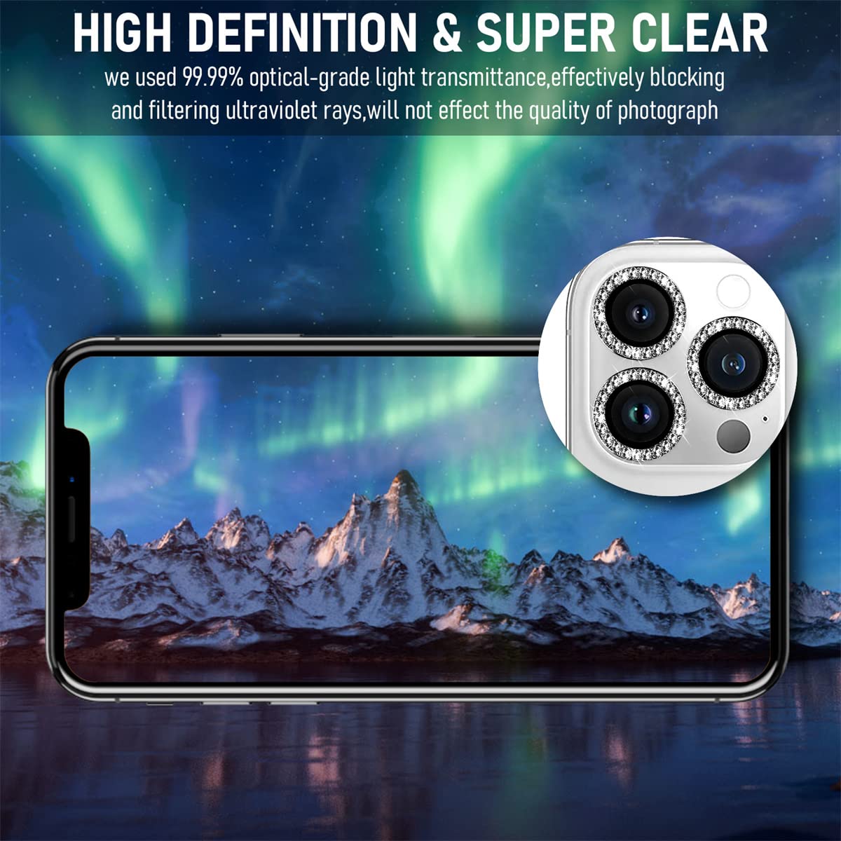 Protezione Fotocamera In Vetro Temperato 9H Per IPhone 13 Pro / 13 Pro Max – Anello In Alluminio, HD, Antigraffio (Oro)