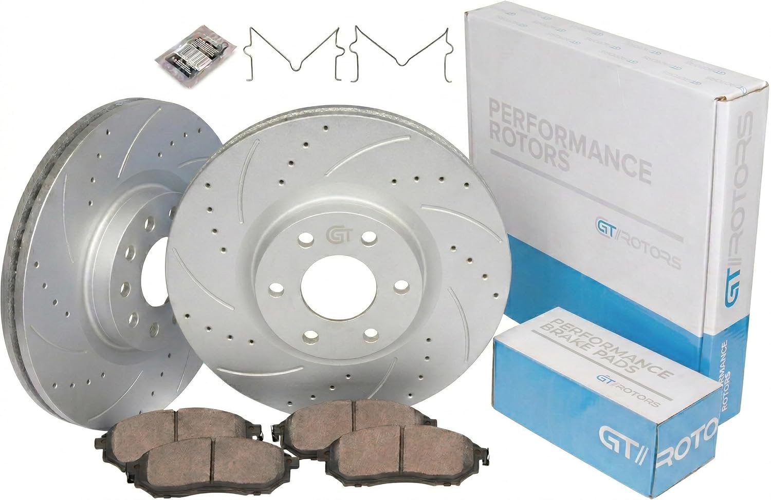 [Front Set] Geomet Series Performance Brake Disc Rotors & Ceramic Brake Pads compatible with Toyota Tacoma 2005-2020 [6 Lugs] 4Runner 2003-2009 FJ Cruiser 2007-2014 [319mm Front Discs]