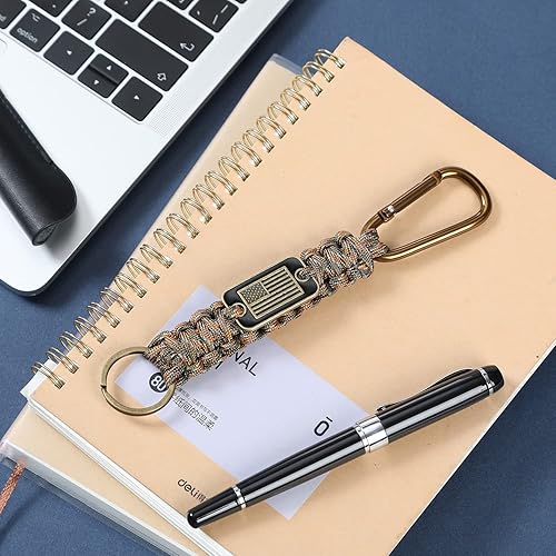 Miniatura 3 de Llavero de paracaídas con clip, mosquetón y cordón de paracaídas para llaves, hombres y mujeres, llavero de bandera de EE. UU