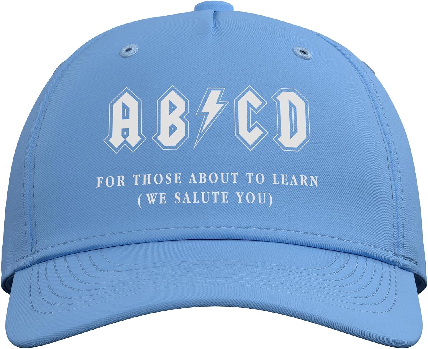 Funny Music Teacher AB CD for Those About to Learn Rock Adjustable Baseball Hat image 2