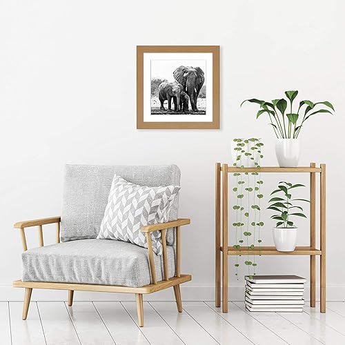 Miniatura 4 de Americanflat Portarretratos de 11 x 11 pulgadas en roble  Muestra 8 x 8 pulgadas con paspartú y 11 x 11 pulgadas sin paspartú  Madera compuesta con