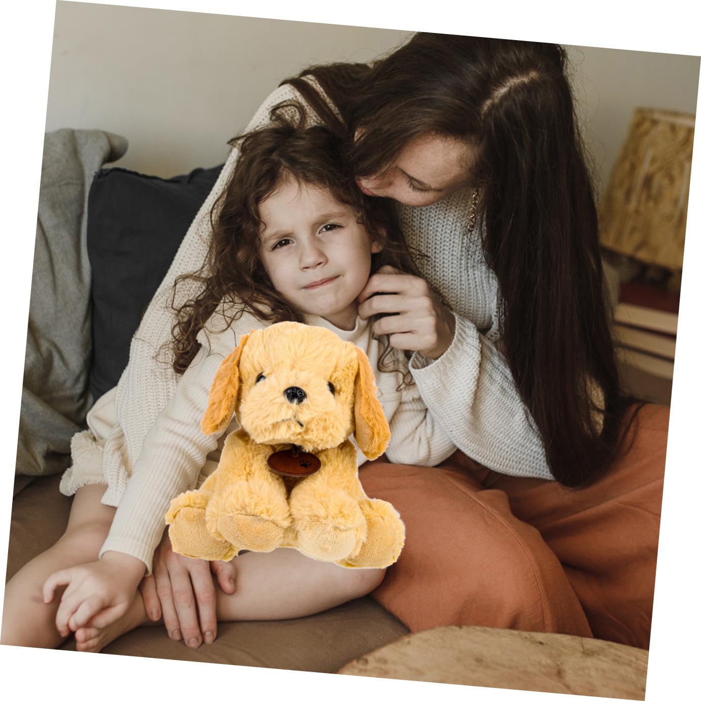 Muñeca de Cachorro de Peluche 1 Pieza de Algodón PP para Niños | Sentado, Forma de Perro Joven, Uso Decorativo, Ligero y Fácil de Guardar