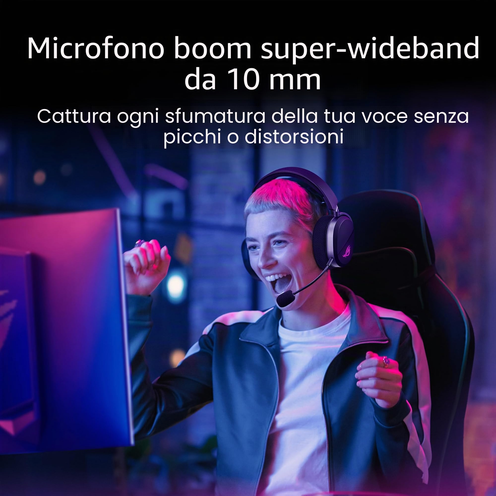 ASUS ROG Pelta - Cuffie da gioco wireless (BT, ROG SpeedNova 2,4 GHz, USB-C, leggero 309 g, driver ROG placcati in titanio 50 mm, micro super banda 10 mm, RGB, 70 HR, per PC, Switch, PS5) - Nero