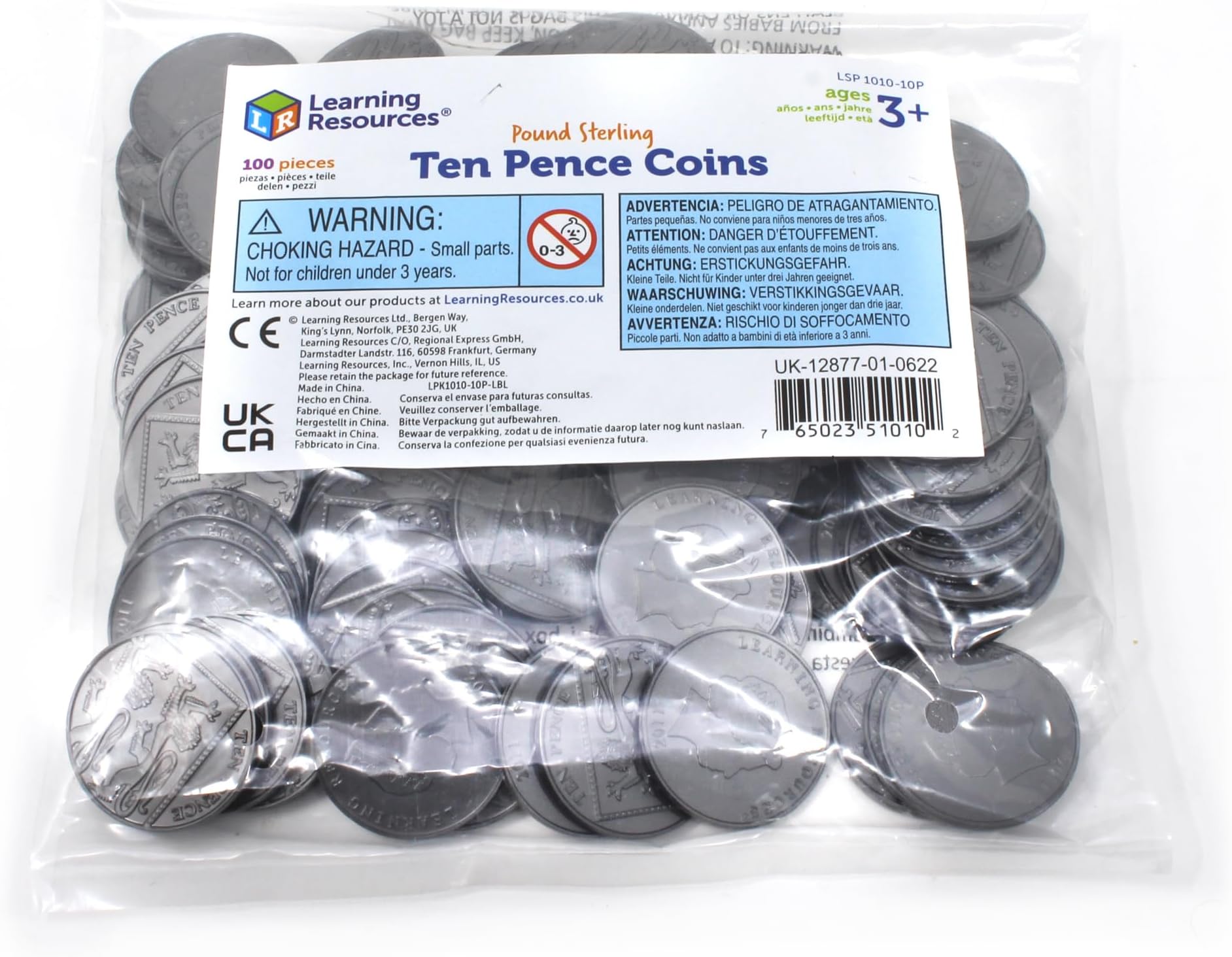 Learning Resources Ten Pence Coins, Set of 100