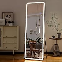 SimpleDeluxe 60x16 Full Length LED Mirror - Dimmable 3-Color Lights, Freestanding Floor Mirror for Bedroom & Dressing Room