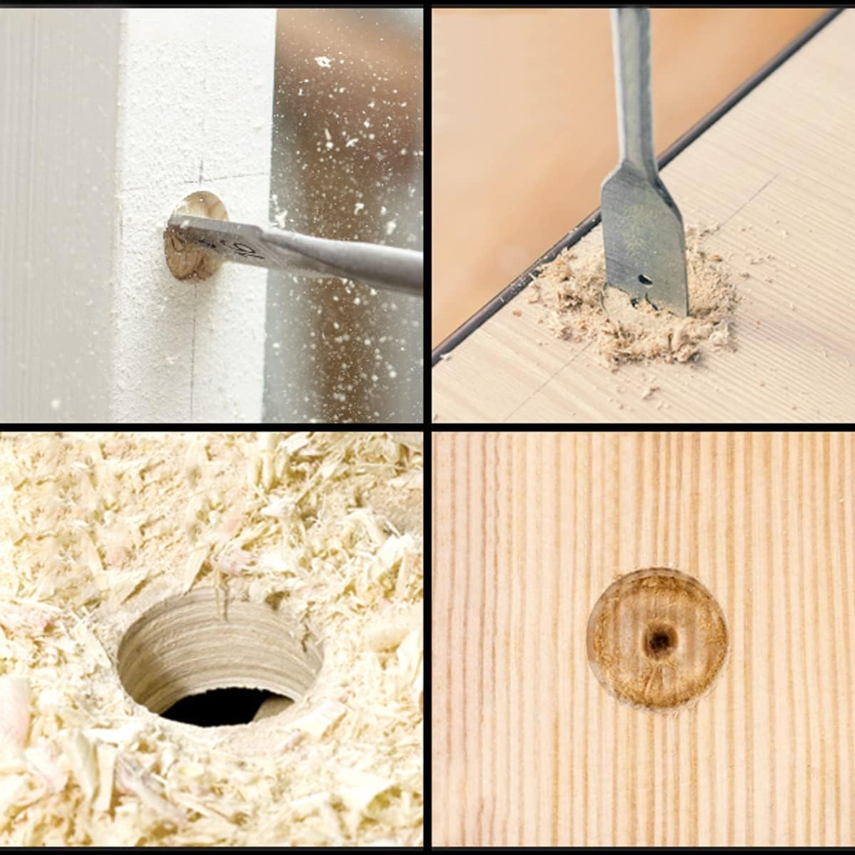 Gunpla Set di 6 Punte per Trapano Piatte per Legno 10-25mm, Attacco Esagonale di 1/4", Punte Piatte a Paletta, Taglierina per Fori, per la Lavorazione del Legno