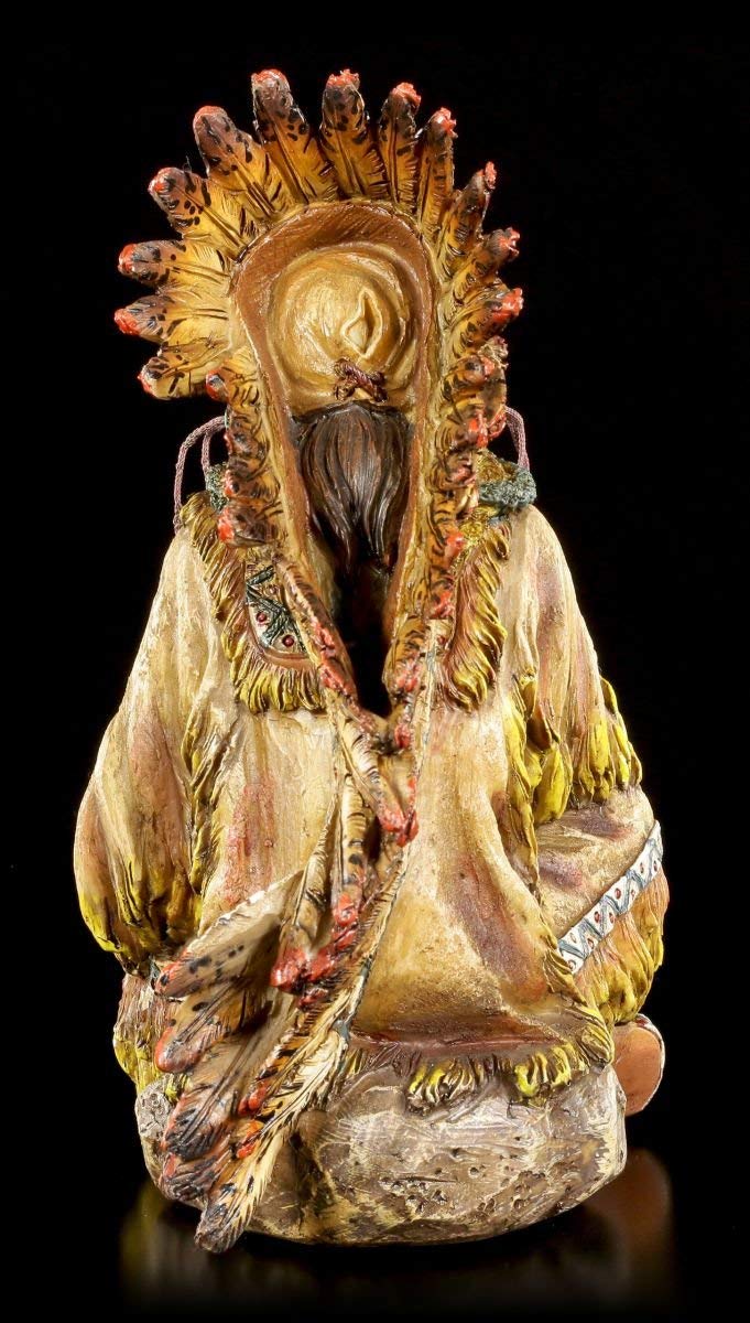 Chef Indien Figure avec Calumet de la Paix Western Figurine de Décoration