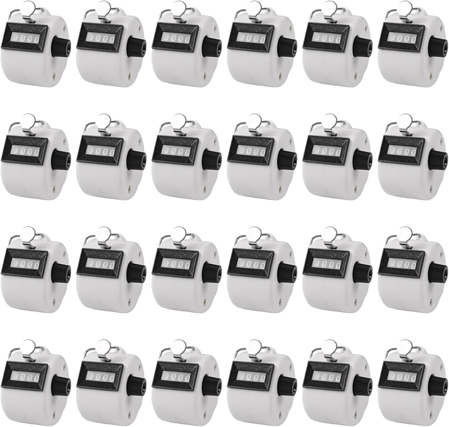 24 Pcs White Hand Tally Counters, Manual Mechanical Lap Counter Clickers, 1.93 X 1.7 X 1.3 in, for Sports Events Knitting